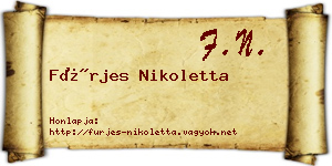 Fürjes Nikoletta névjegykártya